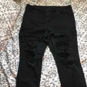 American Eagle Black Hi-Waisted ripped Jeggings
